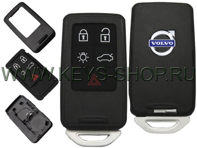 Корпус смарт ключа Вольво S60, S80, V70, XC60, XC70 (Volvo S60, S80, V70, XC60, XC70) 5 кнопок / Аналог